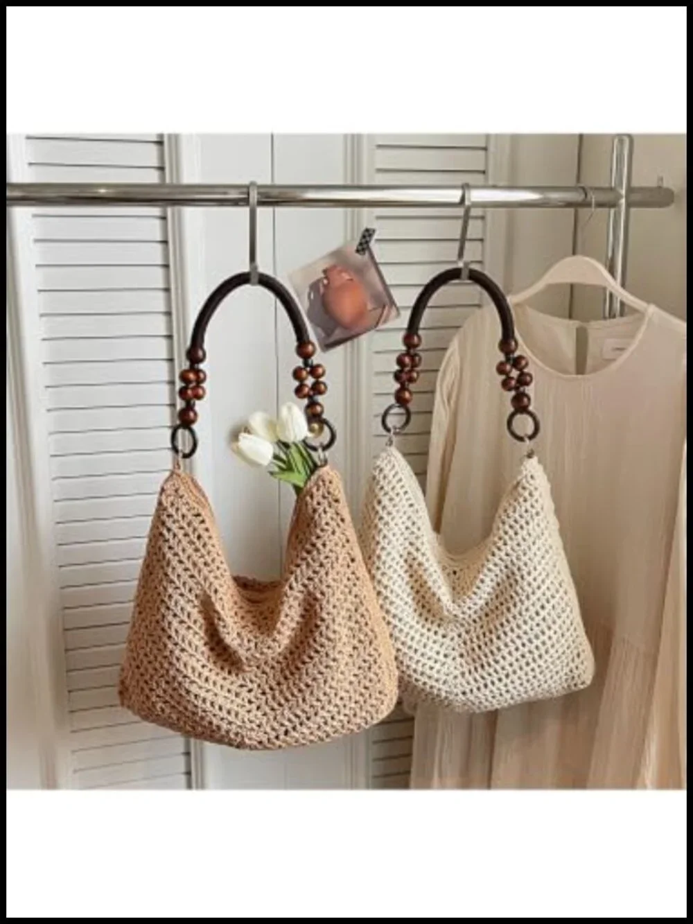 Handwoven Cotton Crochet Hobo Bag Large Summer Beach Knitted Tote Shoulder Bag